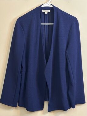 Dana Buchman Classic Open-Front Textured XL Blazer in Navy - P2P 24” Length 28”